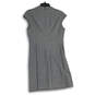 Womens Gray Black Plaid Sleeveless Crew Neck Back Zip Shift Dress Size 6 image number 2