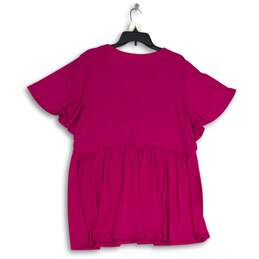 Torrid Womens Pink Studio Knit Surplice Neck Babydoll Blouse Top Size 3 Plus alternative image