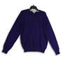 Mens Blue Knitted Long Sleeve Crew Neck Pullover Sweater Size Medium image number 1