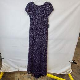 Adrianna Papell Scoop Back Sequin Gown Size 4P