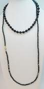 Vintage Goldtone Faceted Black Crystals Beaded Layering Necklaces Variety 113.6g image number 4