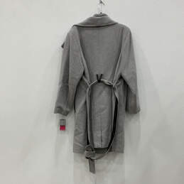 NWT Womens Gray Long Sleeve Pocket Waist Belted Zipper Overcoat Size 1X alternative image