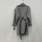 NWT Womens Gray Long Sleeve Pocket Waist Belted Zipper Overcoat Size 1X image number 2
