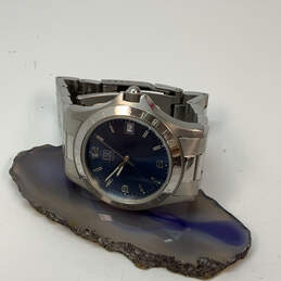 Designer ESQ Swiss E5099 Silver-Tone Blue Round Dial Analog Wristwatch