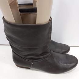 Women Brown Leather Pull On Round Toe Mid Calf Slouch Boot Size 5.5 alternative image