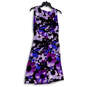 Womens Purple Floral Sleeveless V-Neck Ruched Knee Length Wrap Dress Size 8 image number 2