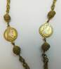 Vintage Miriam Haskell Goldtone Faux German Coins Pendant Station Chain Statement Necklace 60g image number 4