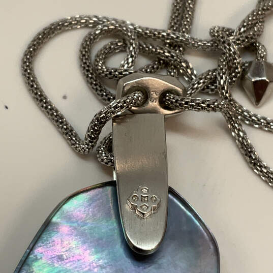 Designer Kendra Scott Silver-Tone Adjustable Chain Pendant Necklace image number 4
