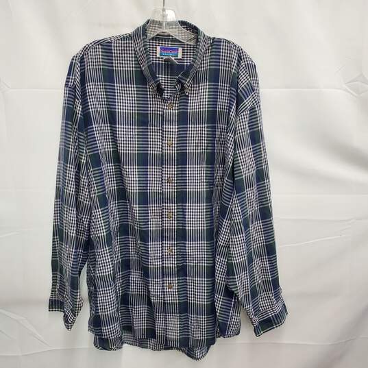 VTG North Crest MN's Wrinkle Resistant Blue Plaid Long Sleeve Shirt Size XL image number 1