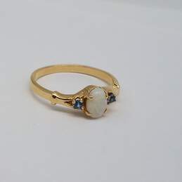14k Gold Opal Blue Gemstone Size 5.75 Ring 1.8g