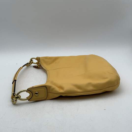 Coach Womens Yellow Zipper Pocket Shoulder Hobo Bag Purse image number 4