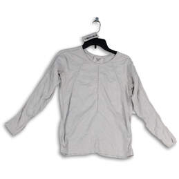 Womens Gray Long Sleeve Crew Neck Cutouts Pullover Activewear Top Size M
