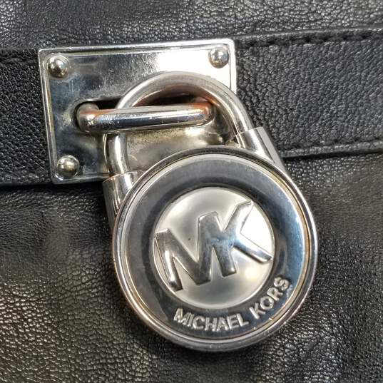 Michael Michael Kors Black Leather Hamilton Tote Bag image number 8