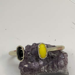 Designer Kendra Scott Gold-Tone Black And Yellow Cuff Bracelet W/ Dust Bag