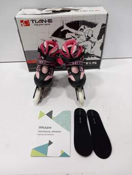 Tian-E Girls Pink Adjustable Inline Skates Size 4 In Box