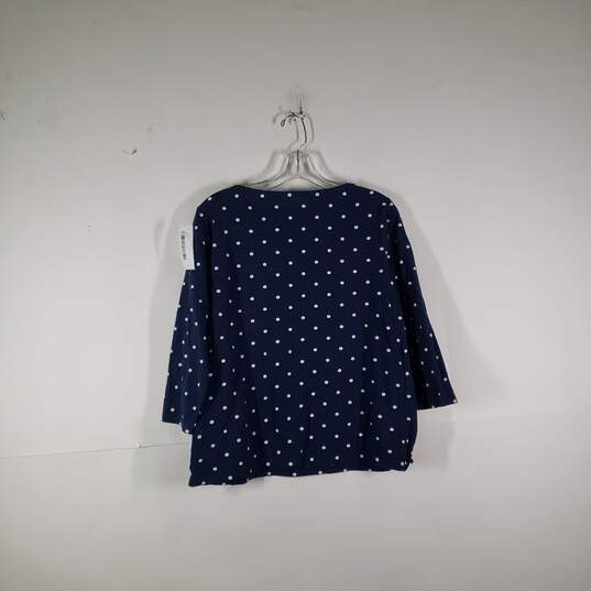 Womens Polka Dot Cotton Classic Boat Neck 3/4 Sleeve Pullover T-Shirt Size Large image number 2