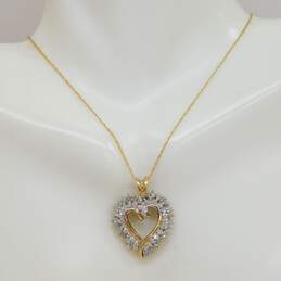 10K Yellow Gold 0.84 CTTW Diamond Open Heart Pendant Necklace 3.6g alternative image