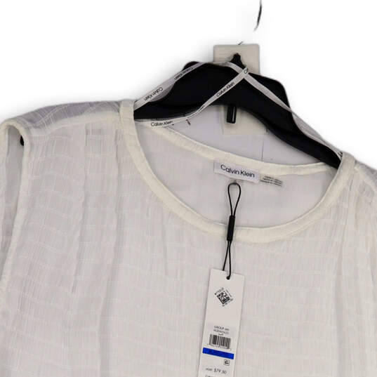 NWT Womens White Crinkle Sleeveless Side Tie Round Neck Blouse Top Size XL image number 3