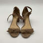Womens Brown Suede Open Toe Ankle Strap Block Strappy Heels Size EURO 38 image number 1
