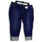 NWT Womens Blue Mid Rise Stretch Signature Fit Denim Boyfriend Jeans Sz 18P image number 1