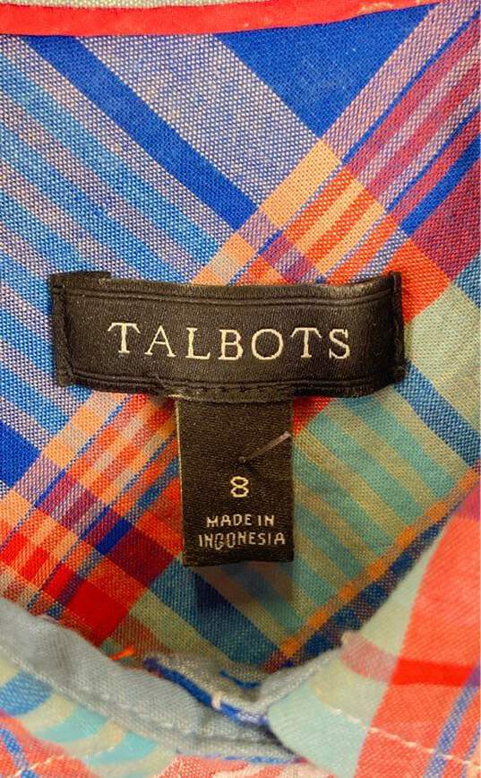 Talbots Women Multicolor Plaid Button Up Shirt Sz 8 image number 3