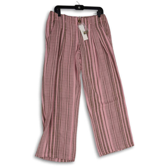 NWT Womens Pink Flat Front Slash Pockets Wide-Leg Ankle Pants Size 6 image number 1