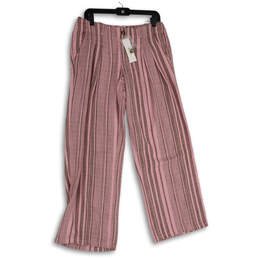 NWT Womens Pink Flat Front Slash Pockets Wide-Leg Ankle Pants Size 6