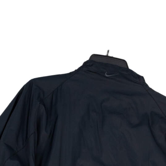 Mens Black Stretch Long Sleeve Pocket Half-Zip Windbreaker Jacket Size XXL image number 3