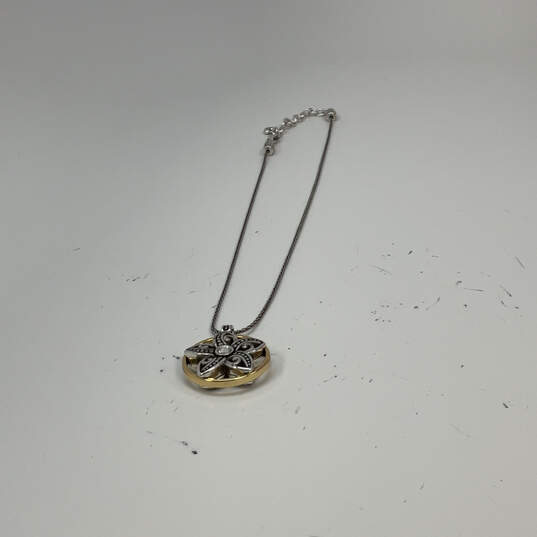 Designer Brighton Silver-Tone Adjustable Chain Floral Pendant Necklace image number 2