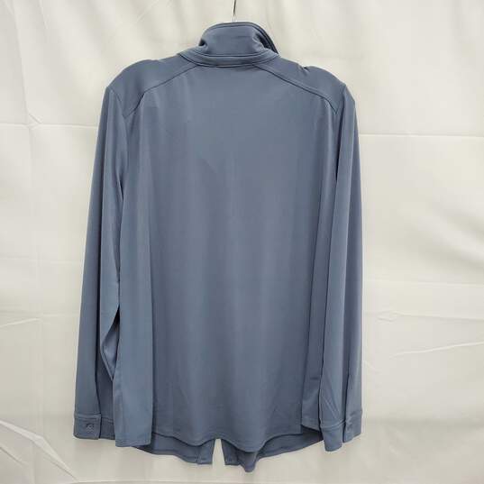 Adrianna Papell MN's Solid Lapel Neck Steel Blue Long Sleeve Shirt Size XL image number 2