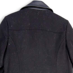 NWT Womens Black Long Sleeve Notch Lapel Full-Zip Overcoat Size Large