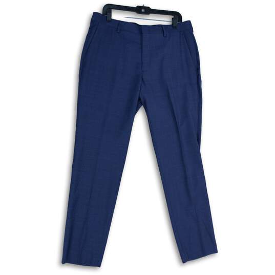 J.Crew Mens Blue Flat Front Slash Pocket Straight Leg Dress Pants Size 34X32 image number 1