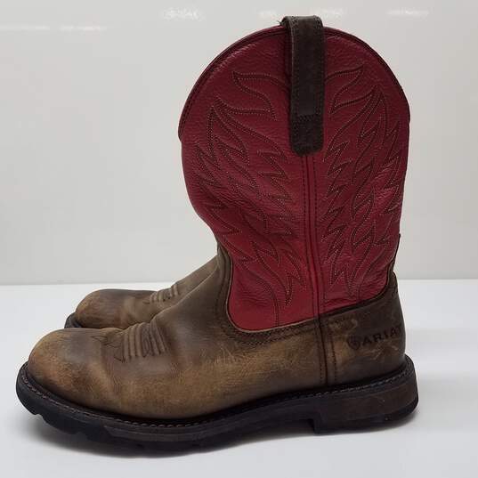 Ariat Red Groundbreaker Pull-On Western Work Boots ASTM F2892-11 EH Size 10 image number 3