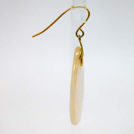 Romantic 14K Yellow Gold Mother of Pearl Drop Earrings 2.6g image number 3