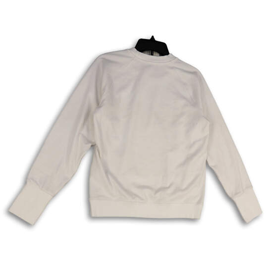 Womens White Long Sleeve Pocket Crew Neck Pullover Sweatshirt Size Small image number 2