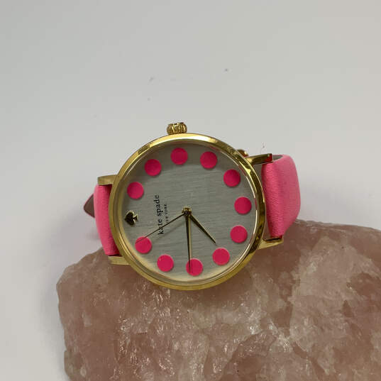 Designer Kate Spade 0770 Metro Dot Pink Leather Strap Analog Wristwatch image number 1