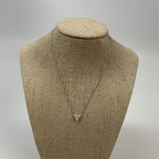 Designer Swarovski Silver-Tone Dual Short Triangle Charm Necklace w/ Box image number 2