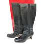 Anne Klein Black Leather Knee High High Heel Boots image number 2