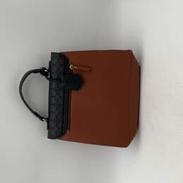 Nanette Lepore Womens Brown Black Leather Inner Pocket Top Handle Bag Purse alternative image