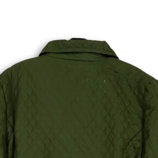 Womens Olive Green Pockets Long Sleeve Button Front Quilted Jacket Size XL image number 4
