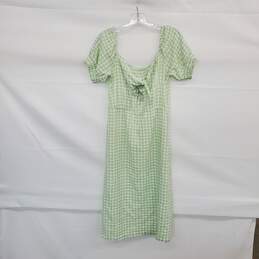 Roxy Green & White Cotton Blend Houndstooth Pattern Midi Dress WM Size S NWT