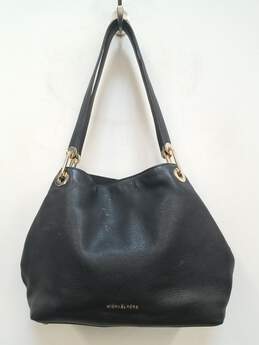 Michael Kors Raven Black Leather Medium Shoulder Tote Bag