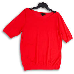 Womens Red Boat Neck Short Sleeve Stretch Pullover Blouse Top Size X-Large