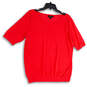 Womens Red Boat Neck Short Sleeve Stretch Pullover Blouse Top Size X-Large image number 1