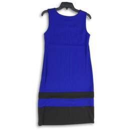 NWT Ny Collection Womens Blue Black Round Neck Sleeveless Pullover Tank Dress S alternative image