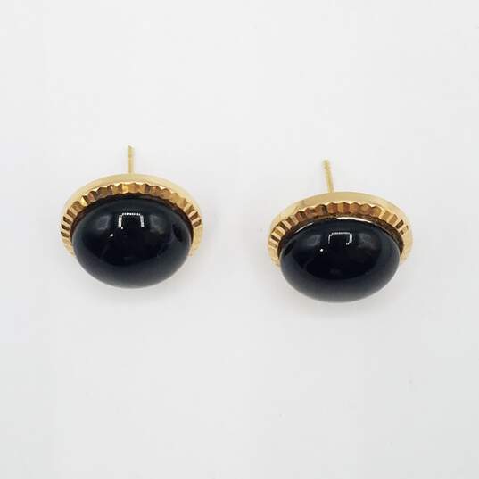14K Gold Onyx Post Earrings 2.8g image number 4