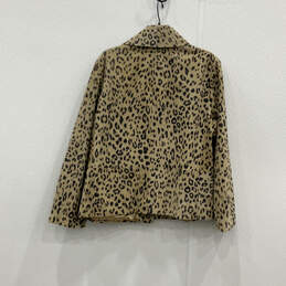 NWT Womens Tan Animal Print Long Sleeve Collared Button Front Jacket Size 3 alternative image