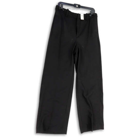 NWT Womens Black Pockets Fla Front Wide Leg Ankle Pants Size 12 image number 2