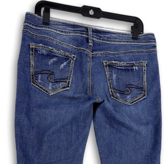 Womens Blue Denim Medium Wash Distressed Pockets Bootcut Jeans Size W29/L31 image number 4