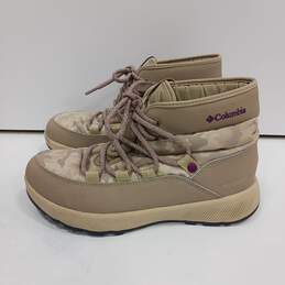 Columbia Women's Slopeside Village Tan Camo Waterproof Hiking Boots Size 8.5